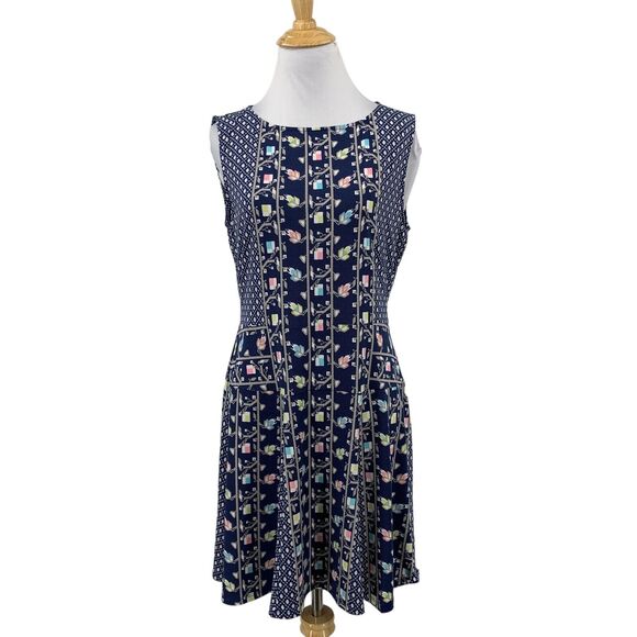 BCBG Maxazria Dress Womens M Medium Multi Floral Sleeveless Piping A-Line Mini - Picture 1 of 14